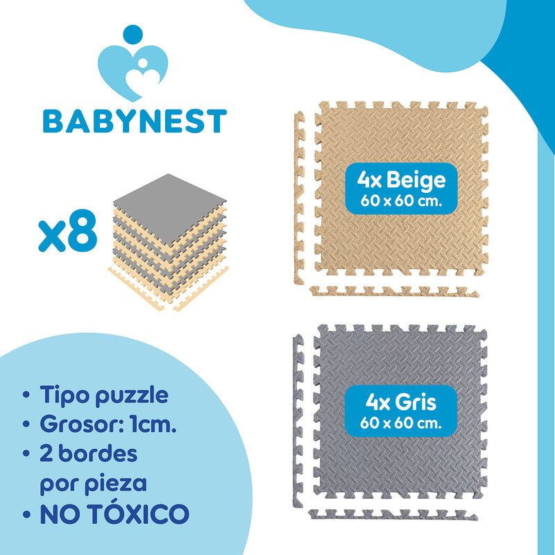 Piso De Goma Eva Bebé Alfombra Babynest 10mm 60x60cm Set x8 - GyB