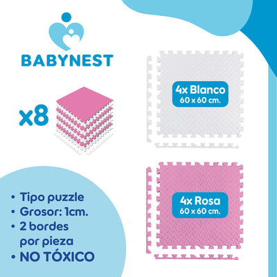 Piso De Goma Eva Bebé Alfombra Babynest 10mm 60x60cm Set x8 - RyB