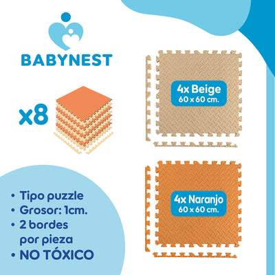 Piso De Goma Eva Bebé Alfombra Babynest 10mm 60x60cm Set x8 NyB