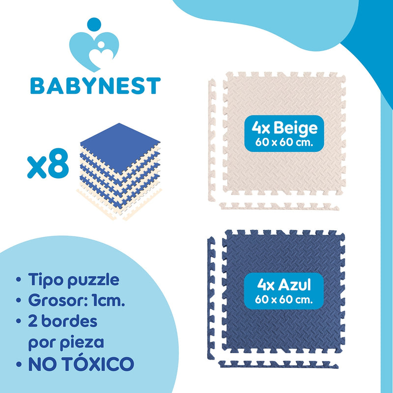 Piso De Goma Eva Bebé Alfombra Babynest 10mm 60x60cm Set x8 VyB