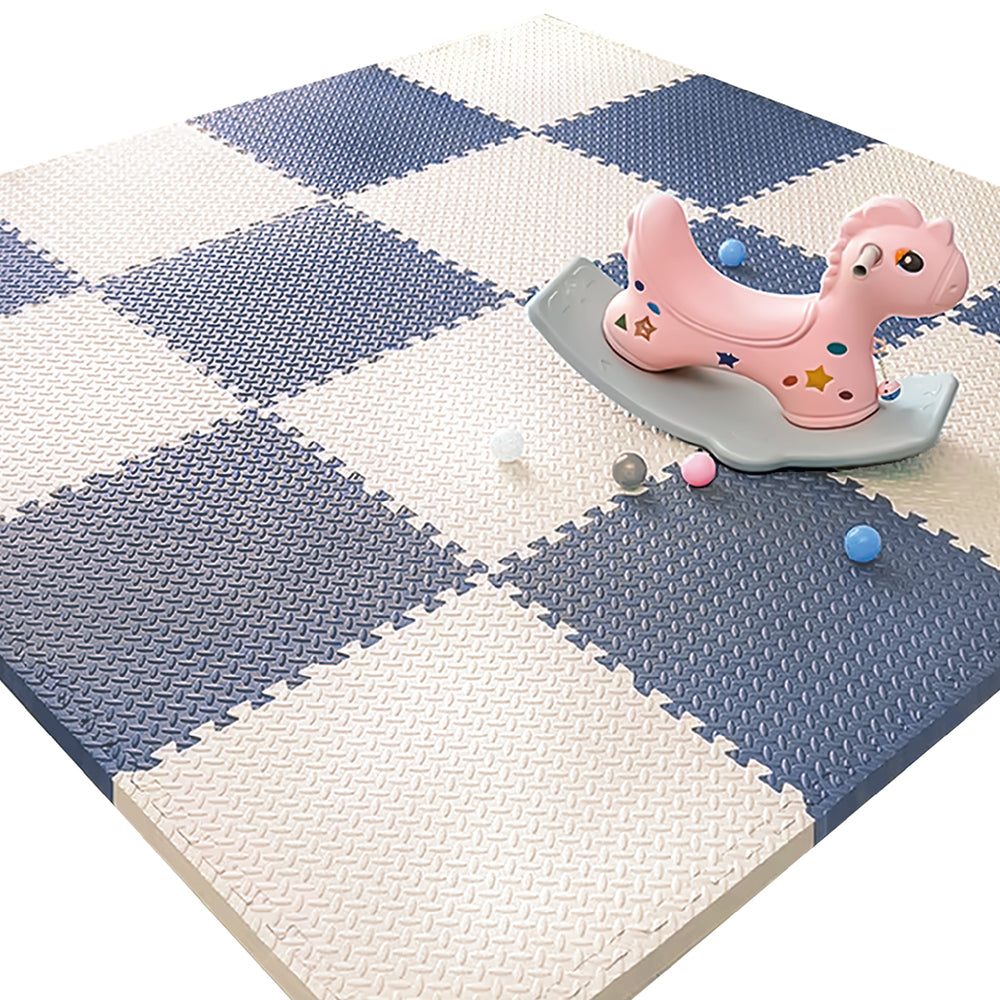 Piso de Goma EVA Bebé 60x60 cm (Set x8) Azul/Blanco
