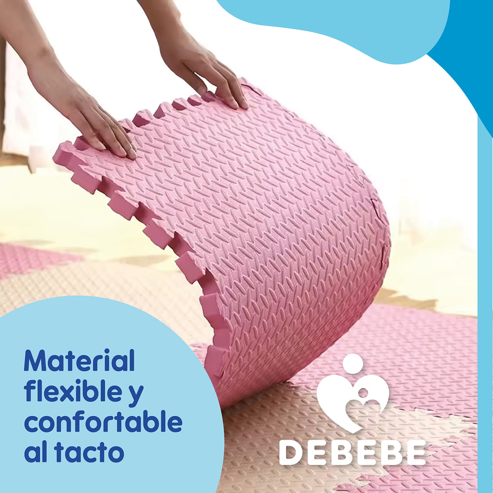 Piso de Goma EVA Bebé 60x60 cm (Set x8) Azul/Blanco