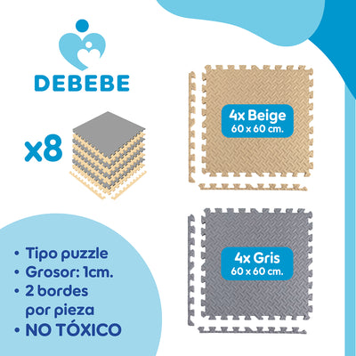 Piso De Goma Eva Bebé Alfombra Debebe 10mm 60x60cm Set x8