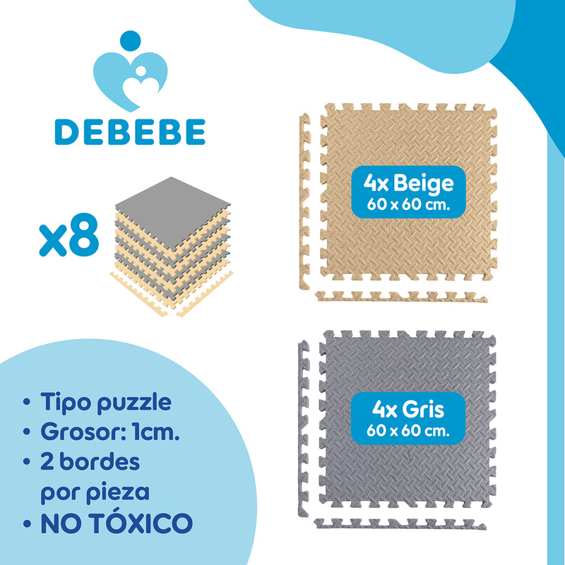 Piso De Goma Eva Bebé Alfombra Debebe 10mm 60x60cm Set x8