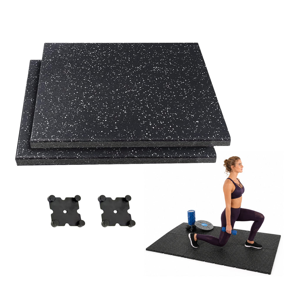 Pack de 2 pisos de caucho gym Overfit 50x50x2 cm con conectores