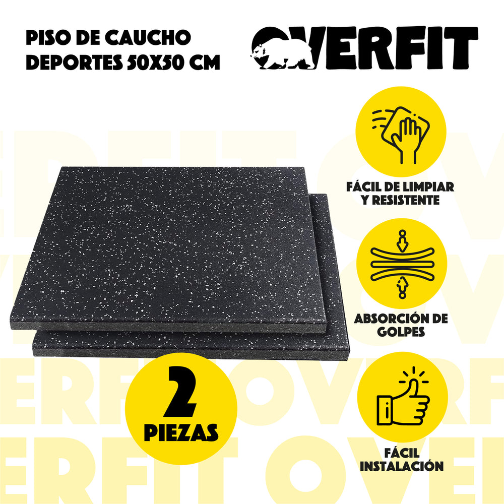 Piso de caucho Overfit pack 2 piezas, fácil de limpiar y absorción de golpes