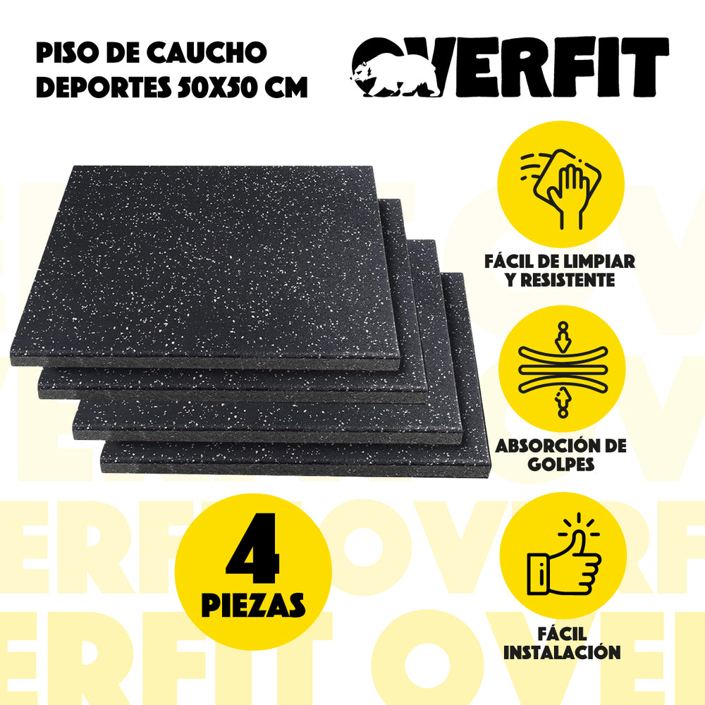 Piso caucho Overfit 4 piezas beneficios