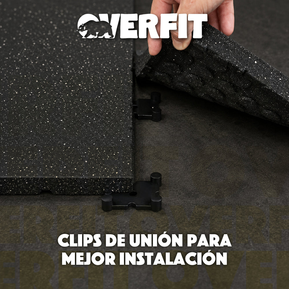 Piso caucho Overfit clips de union instalacion