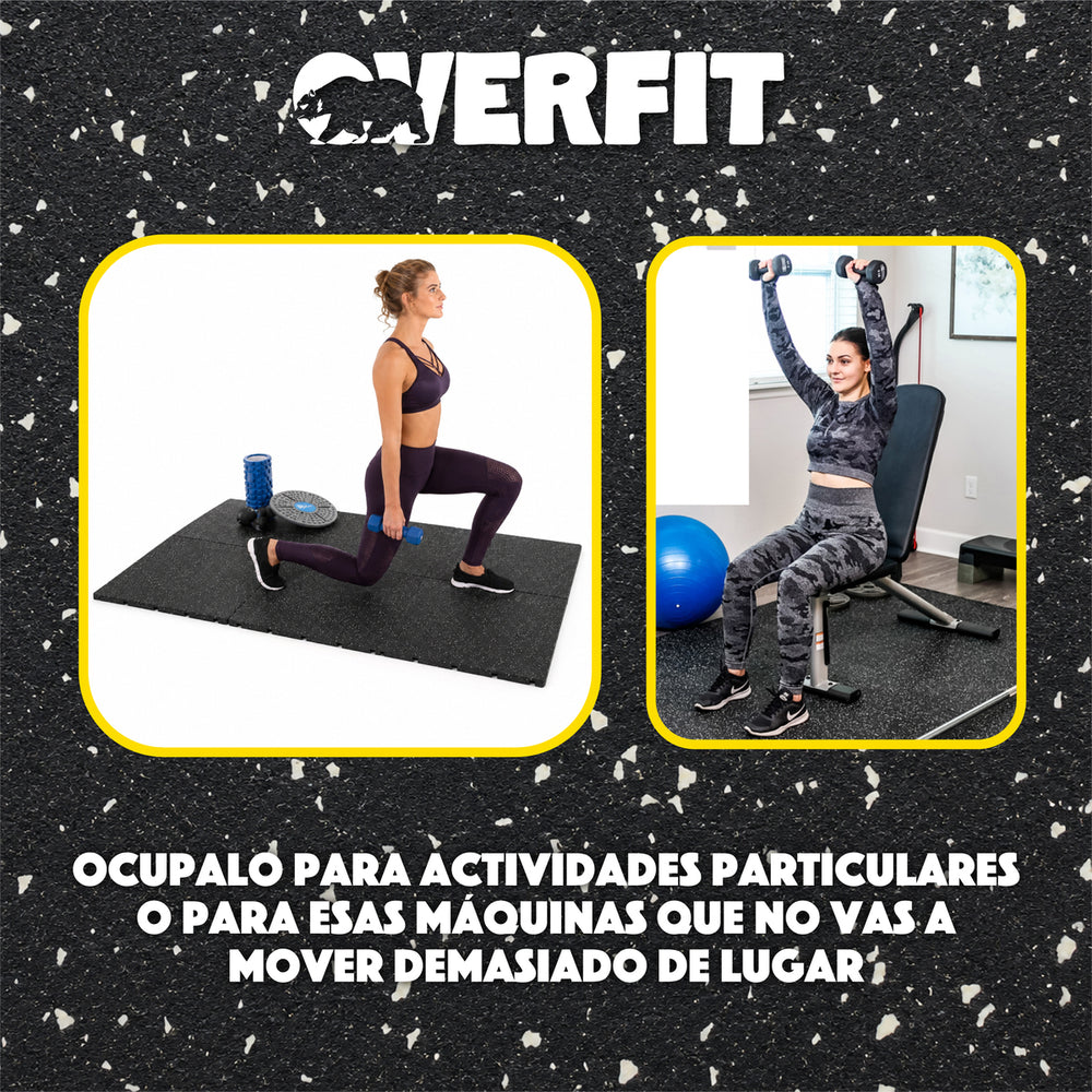 Piso caucho Overfit uso gym maquinas ejercicios
