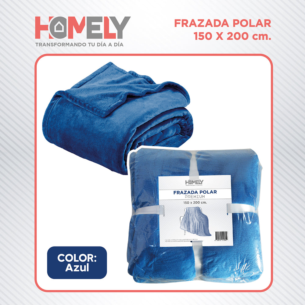 Frazada Polar Termica 2 Plazas Homely Manta 150x200cm Azul