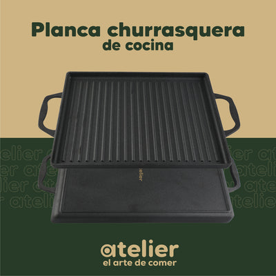 Plancha Churrasquera Hierro Fundido Atelier Cocina 2 en 1