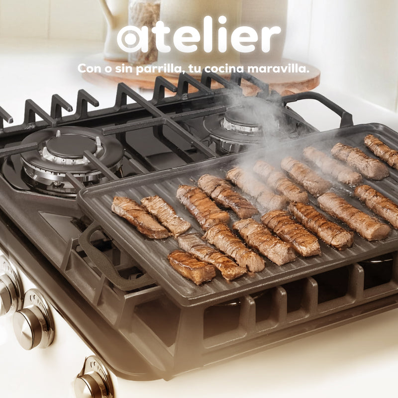 Plancha Churrasquera Hierro Fundido Atelier Cocina 2 en 1