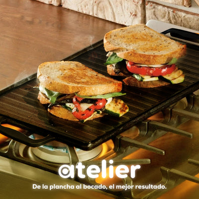Plancha Churrasquera Hierro Fundido Atelier Cocina 2 en 1
