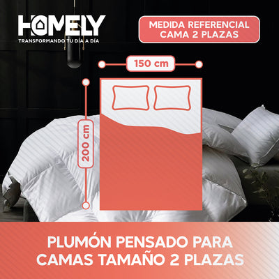 Cubrecama Cobertor 2 Plazas 90% Pluma Pecho Ganso Homely Lux