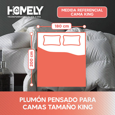 Cubrecama Cobertor King 90% Pluma Pecho Ganso Homely Luxury