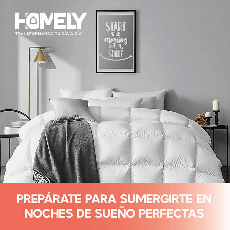 Cubrecama Cobertor King 90% Pluma Pecho Ganso Homely Luxury