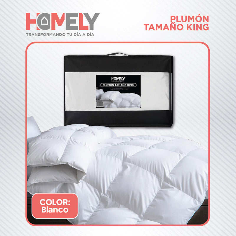 Cubrecama Cobertor King 90% Pluma Pecho Ganso Homely Luxury