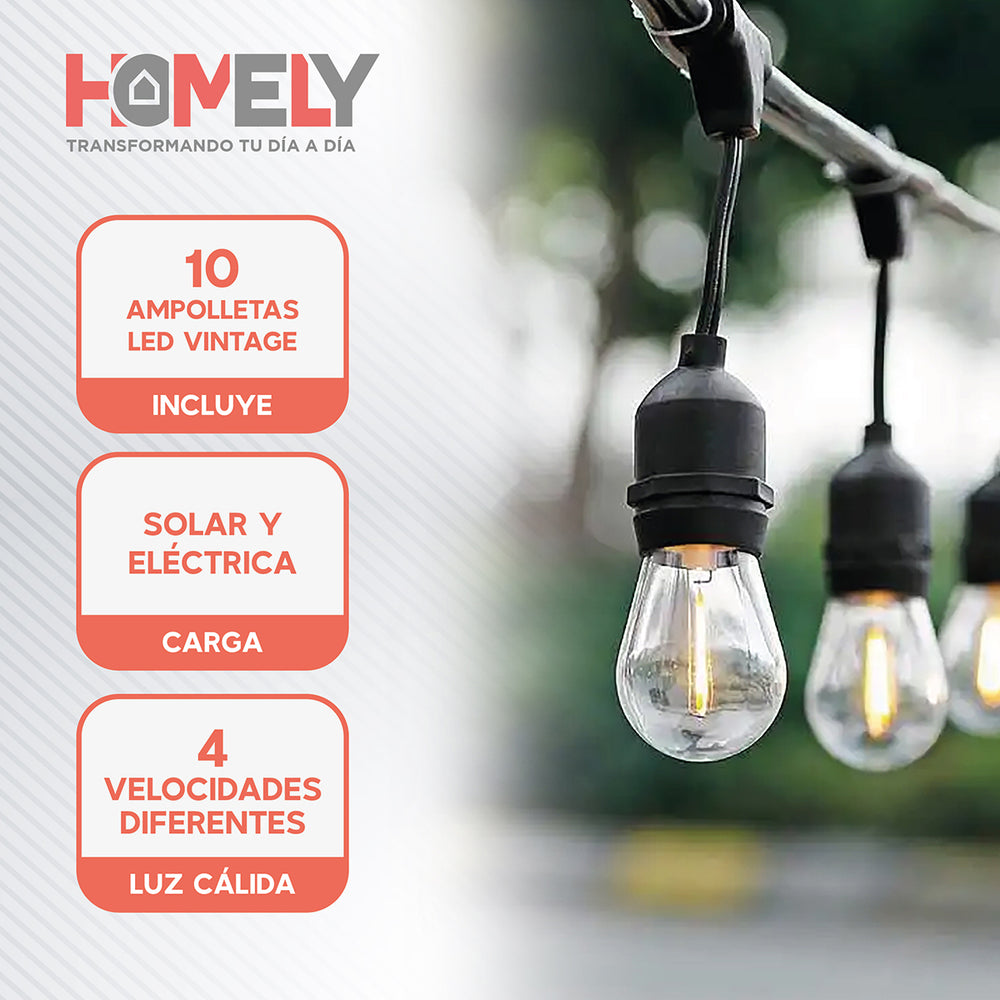 Pack X2 Guirnalda Terraza Solar Cascada Luces Led 10 Metros