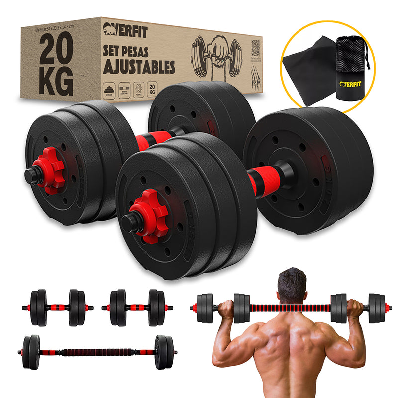 Set Mancuernas Y Barra Unibles Overfit 20kg