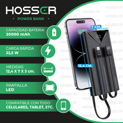 Power Bank 20000mah Hosser Cargador Portatil Celular Externo