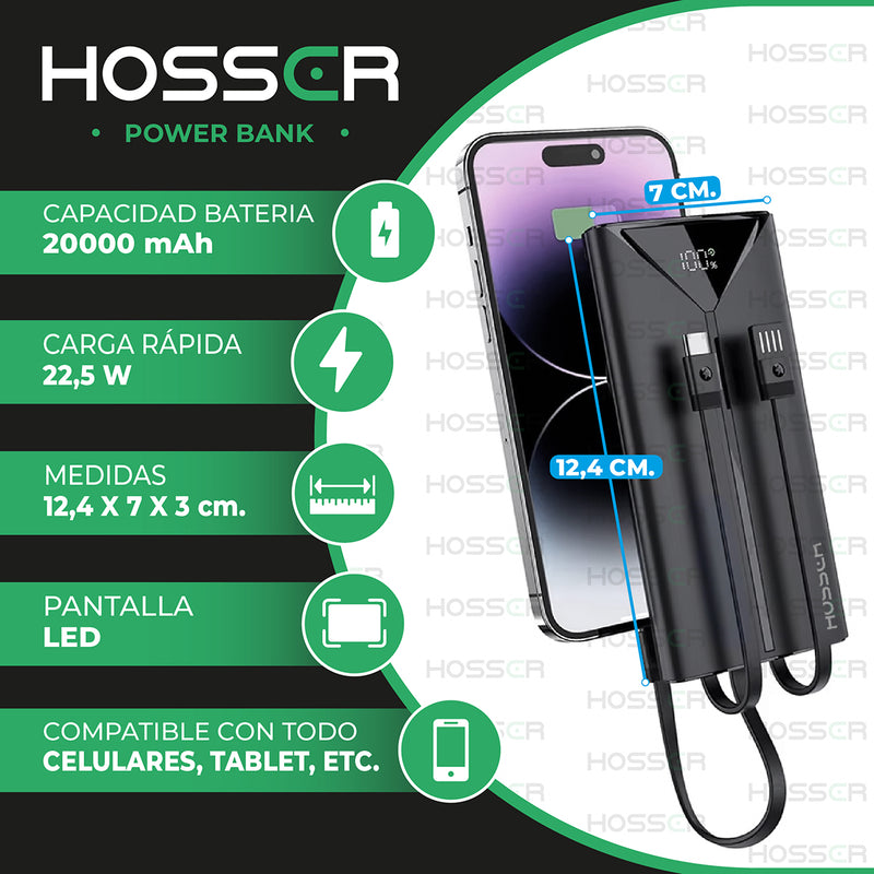 Power Bank 20000mah Hosser Cargador Portatil Celular Externo