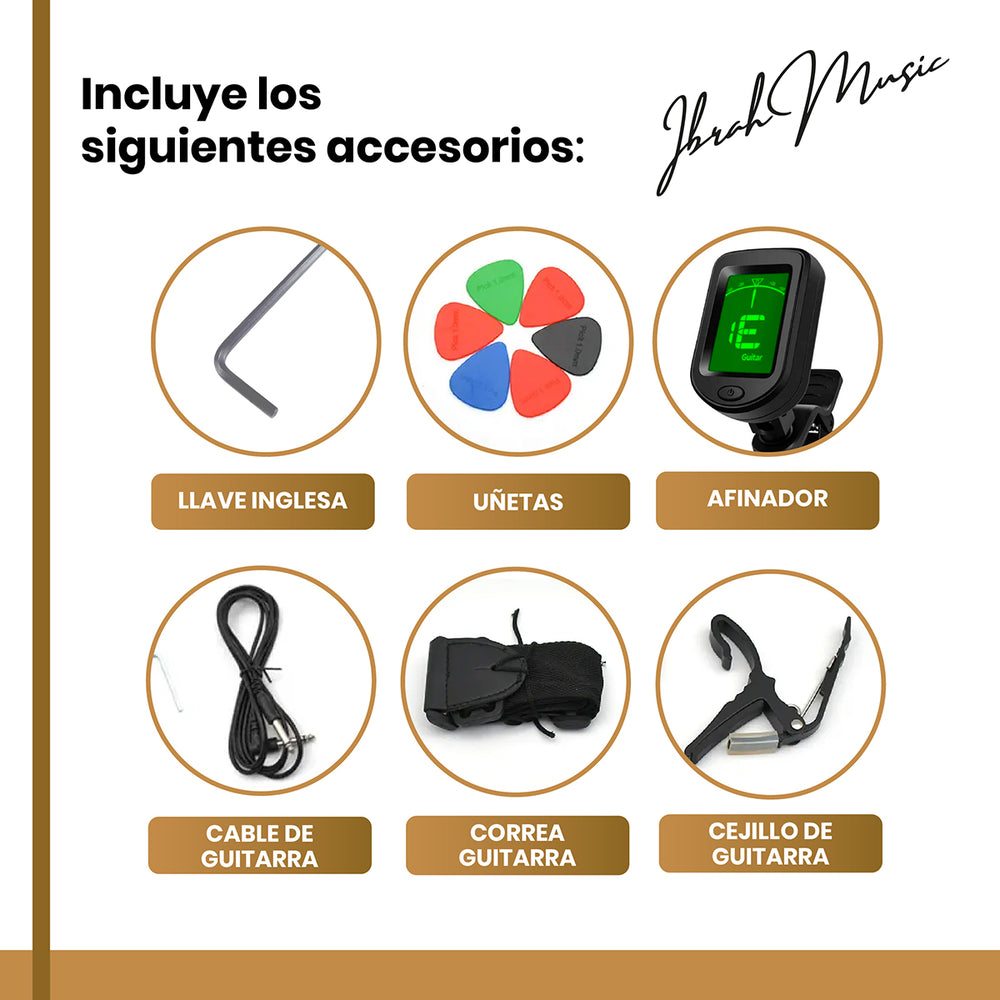 Guitarra Electrica LP Ibrah + Amplif + Accesorios all black