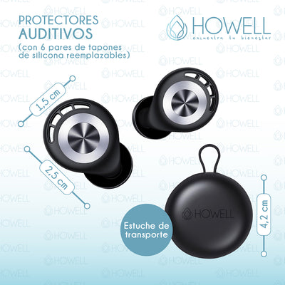 Protectores Auditivos Tapones Anti Ruido 45db Howell  Reduce el Sonido Para Musicos Dormir Reutilizables
