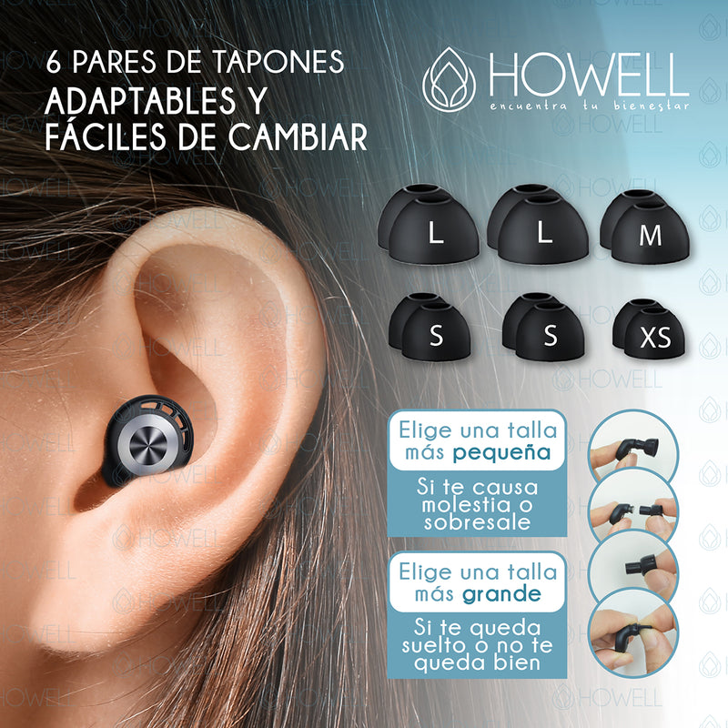 Protectores Auditivos Tapones Anti Ruido 45db Howell  Reduce el Sonido Para Musicos Dormir Reutilizables