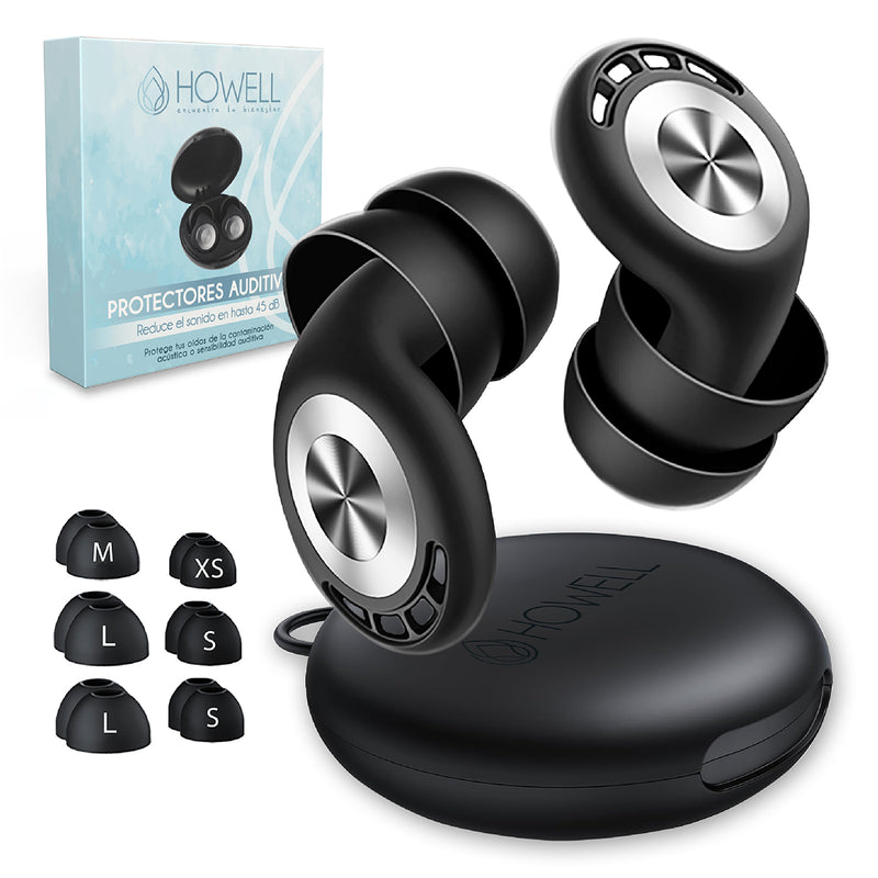 Protectores Auditivos Tapones Anti Ruido 45db Howell  Reduce el Sonido Para Musicos Dormir Reutilizables