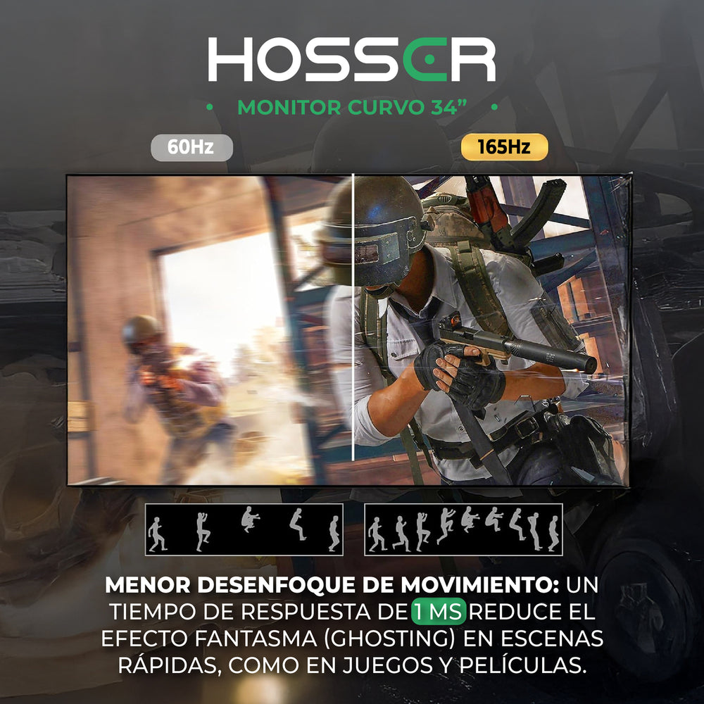 Monitor PC Gamer Curvo 34" UltraWide Hosser 165Hz Gaming 1ms