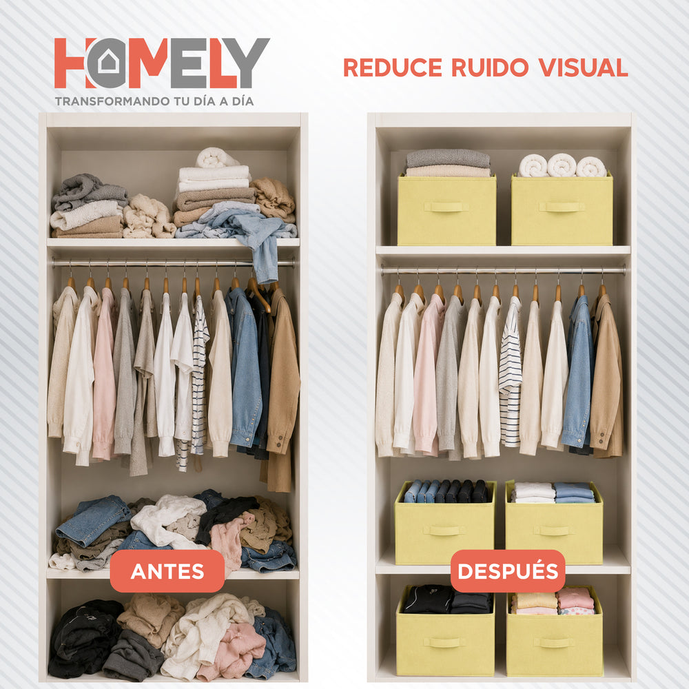 Cajas Organizadoras Cubo Plegable Homely Color Beige Closet Ropa Accesorios Pack 6