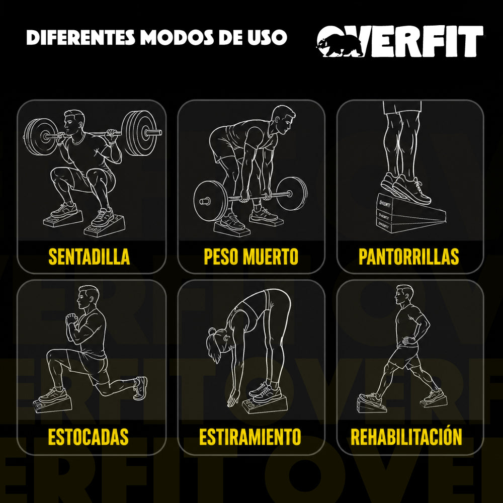 Cuña Para Sentadilla Talonera Bloque De 3 Niveles Gym Overfit Rampa Soporte Ajustable Mejora de postura Elevaciones - Default Title