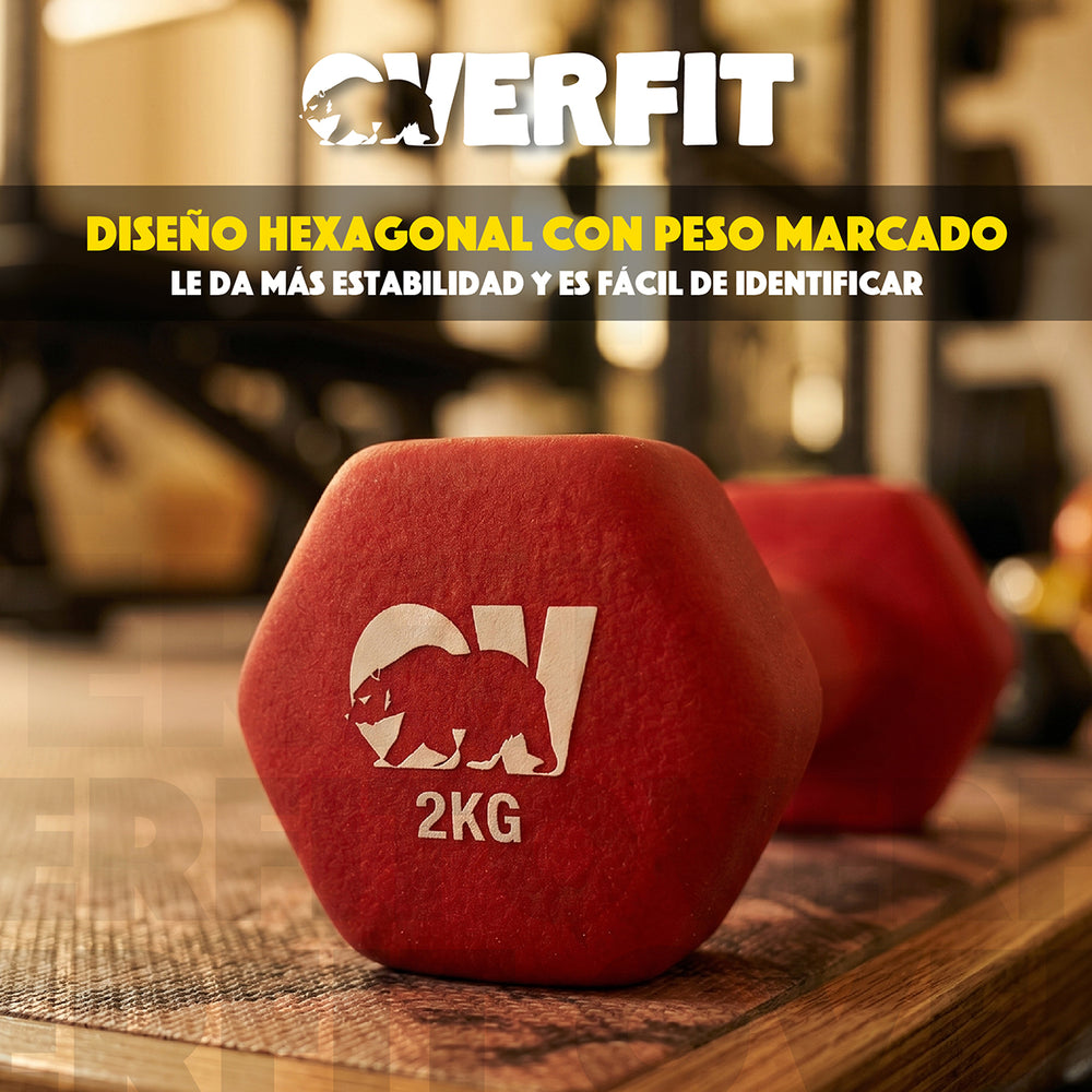 Kit x2 mancuernas 2kg neopreno - uso fitness en casa