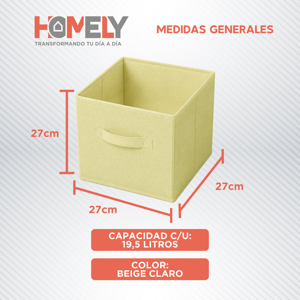 Cajas Organizadoras Cubo Plegable Homely Color Beige Closet Ropa Accesorios Pack 6