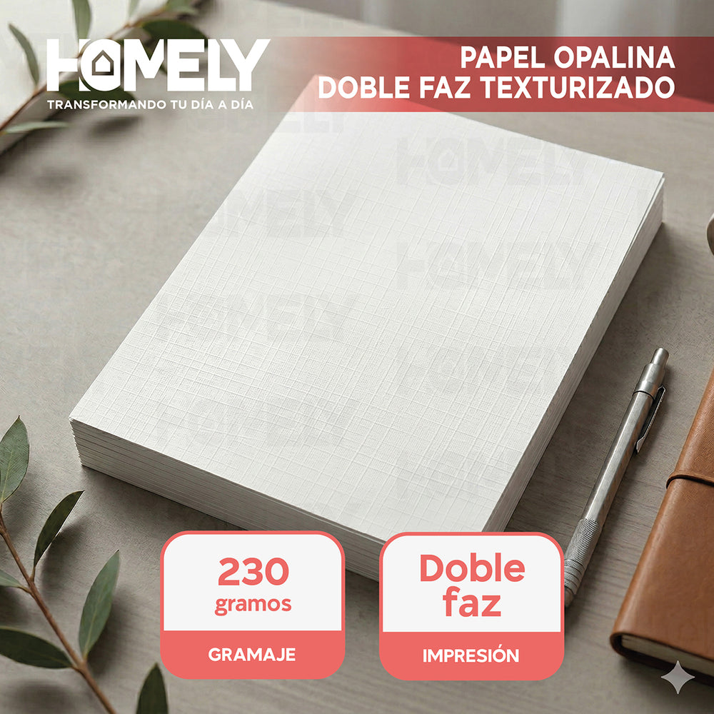 Papel Opalina Texturizada A4 230 Gramos Homely 50 Hojas