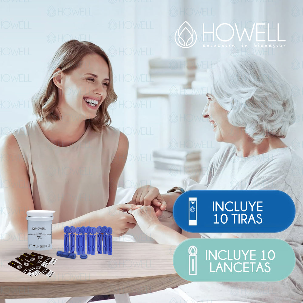 Kit Glucometro Howell BG-710b Bluetooth +Tiras+Lancetas