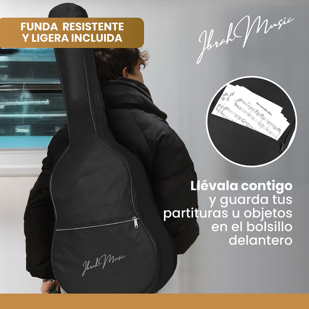 Guitarra Electroacústica 41" Café con EQ + Accesorios