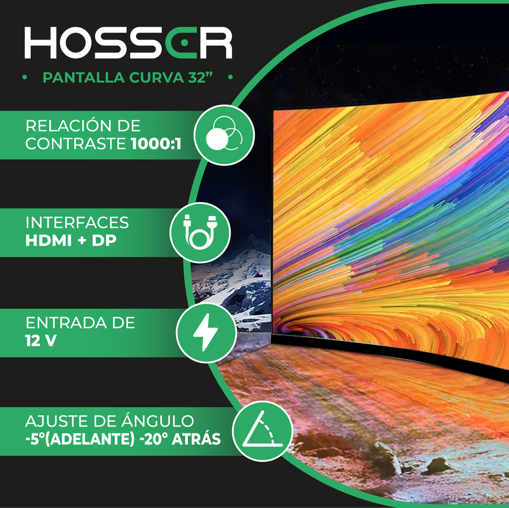 Monitor PC Gamer Curvo 32 Pulgadas Hosser FHD Gaming