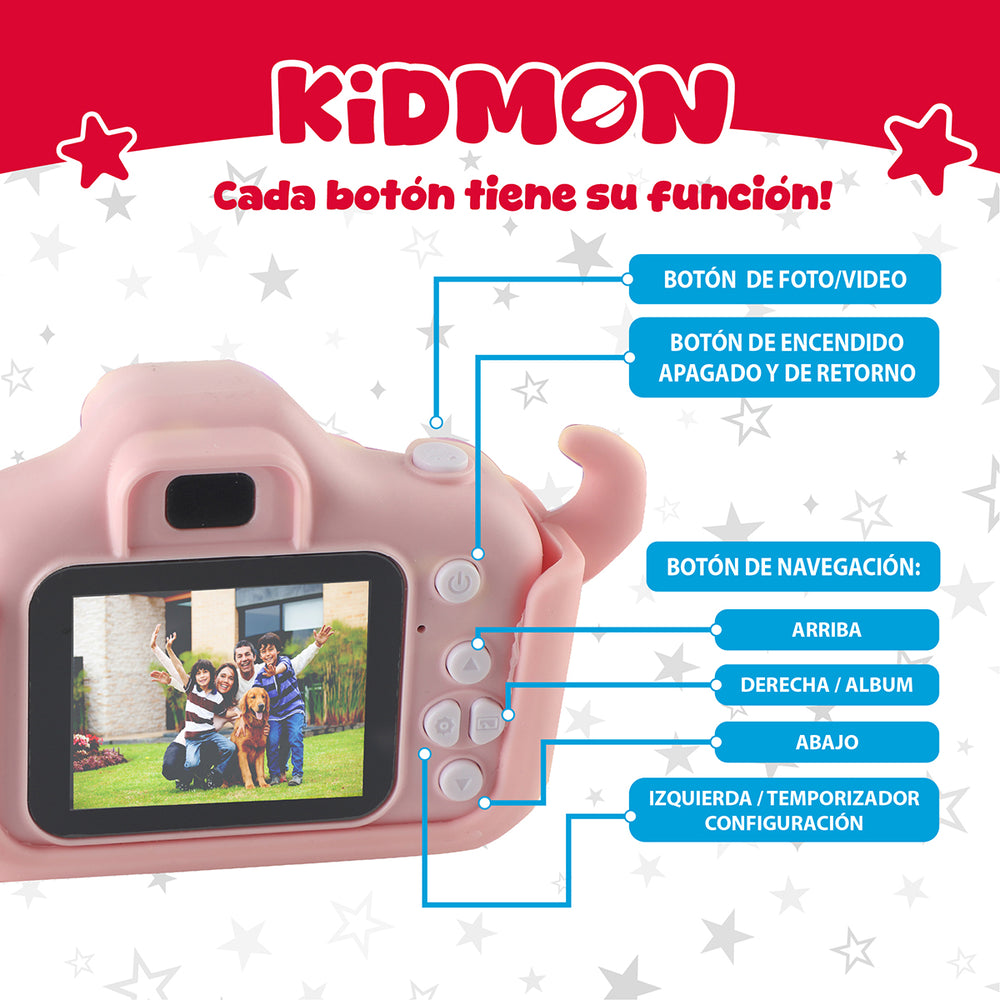 Camara para niños digital Kidmon HD pantalla 2" Foto Video