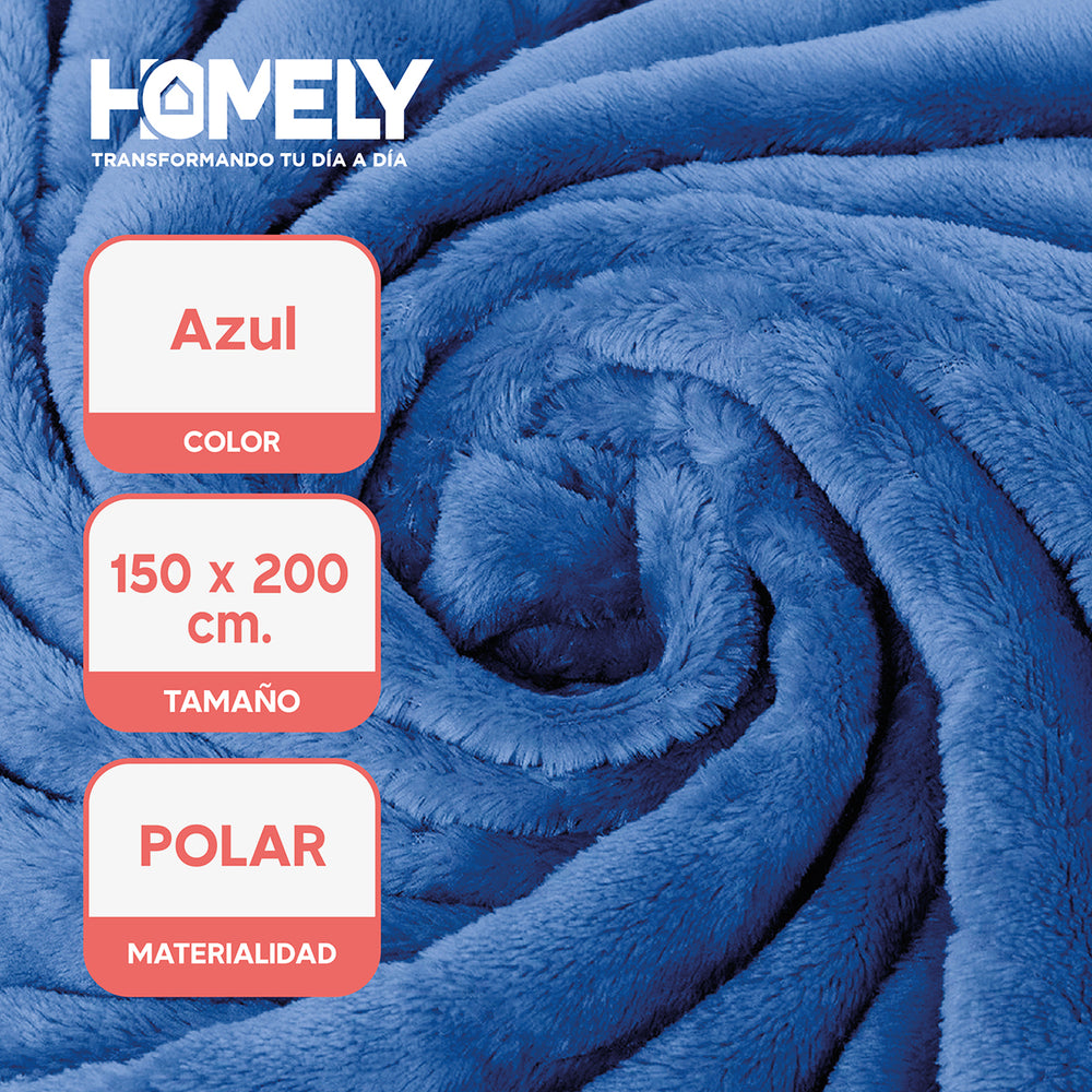 Frazada Polar Termica 2 Plazas Homely Manta 150x200cm Azul