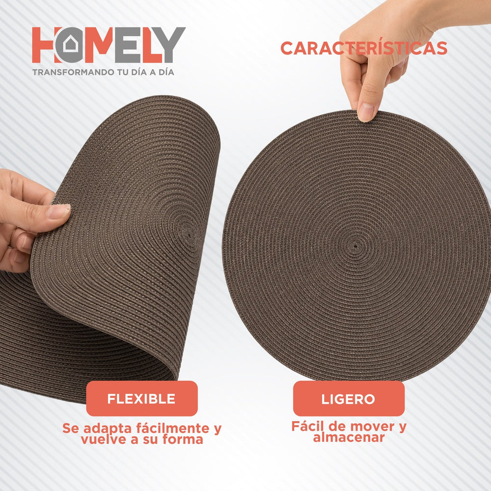 Pack x 6 Individuales De Mesa Circulares Homely Color Cafe