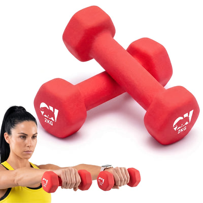 Kit X2 Mancuernas Hexagonales 2kg Neopreno Overfit
