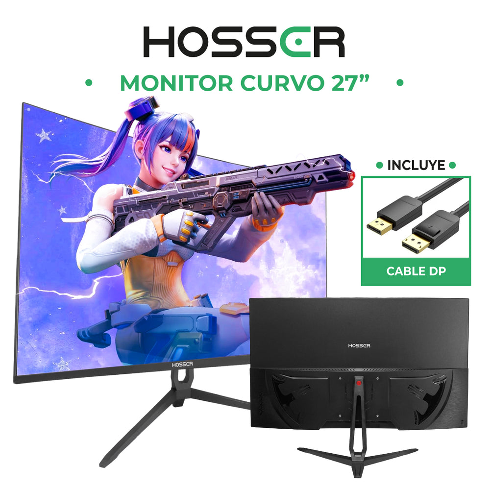 Monitor Gamer Curvo 27" Hosser Fhd 165Hz Gaming Freesync 1ms
