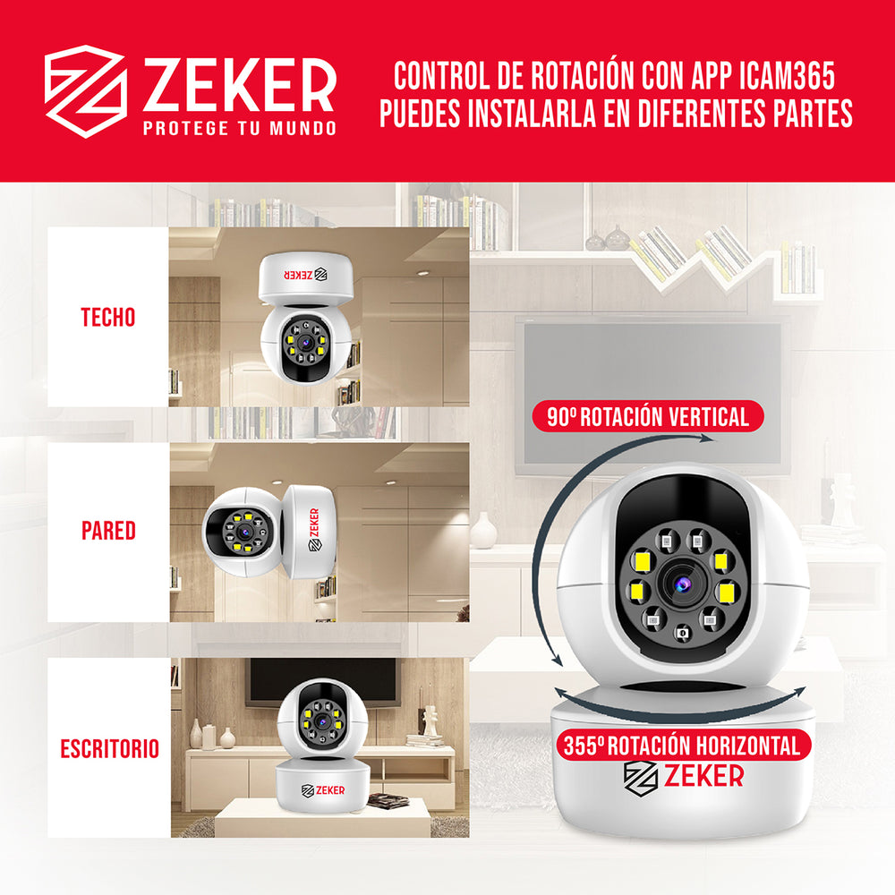 Cámara De Seguridad Interior Wifi IP Zeker 2MP 5G Pan Tilt