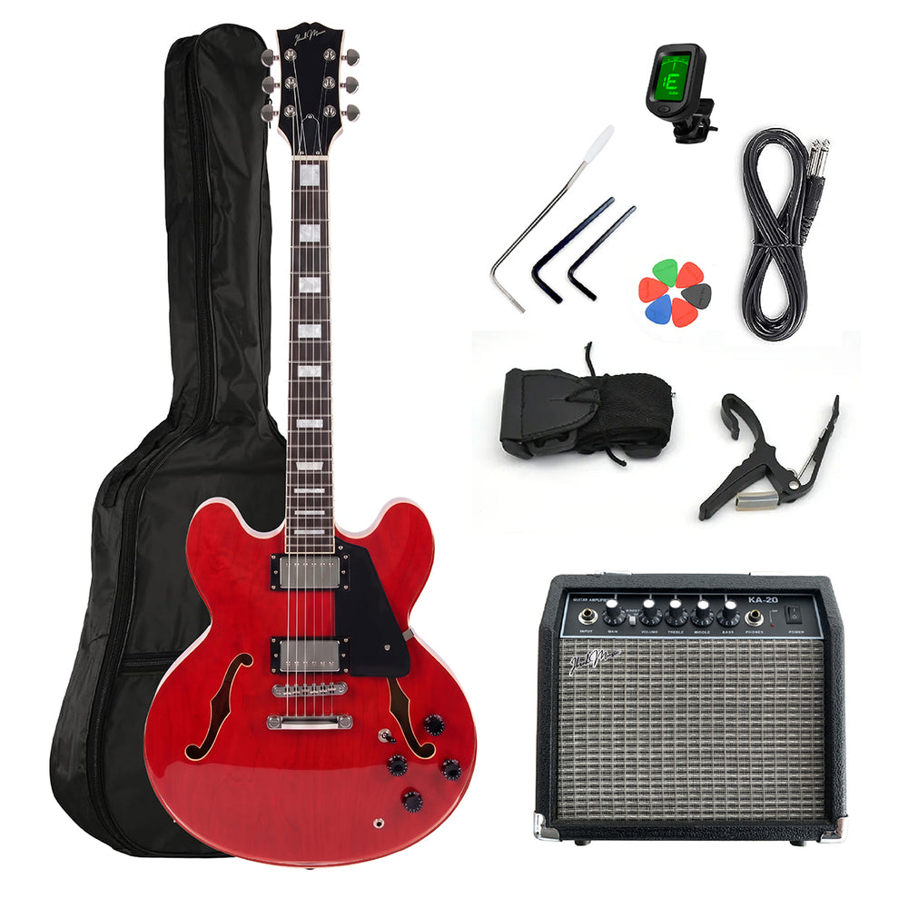 Guitarra Eléctrica Ibrah Semi-Hollow Roja - Vista 2
