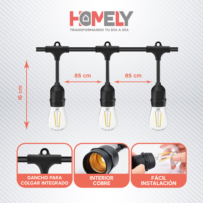 Guirnalda Terraza Exterior 10 Metros + 10 Ampolletas