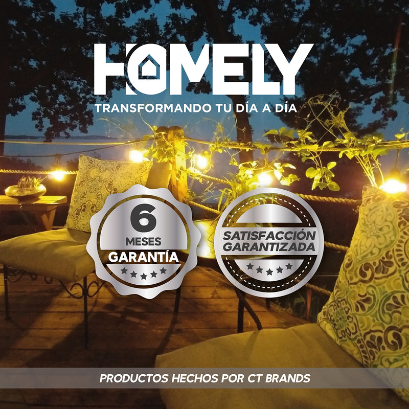 Pack X2 Guirnalda Solar Exterior Homely Luces Terraza Vintage 10 Metros + 10 Ampolletas Impermeables E27