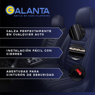 Funda Cubre Asiento Ecocuero Galanta Set 5 Asientos Luxury negro