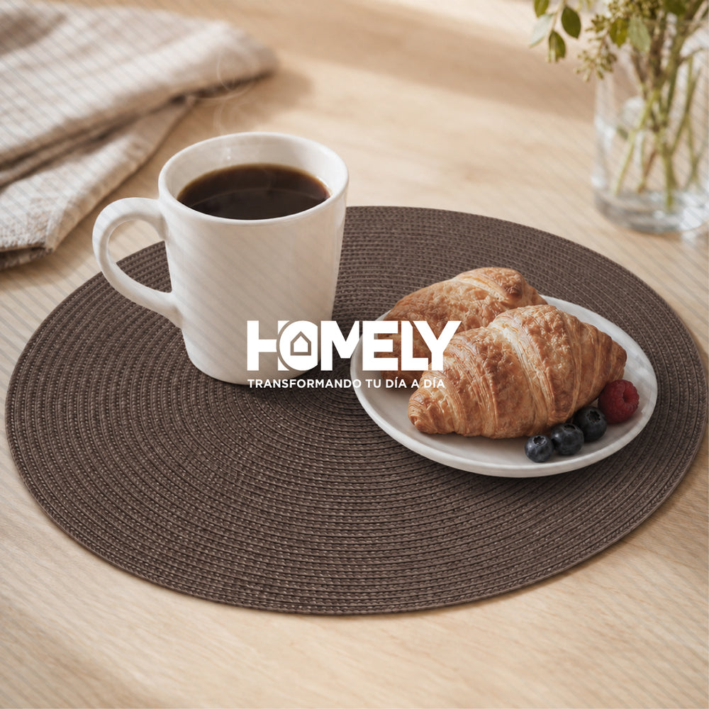 Pack x 6 Individuales De Mesa Circulares Homely Color Cafe