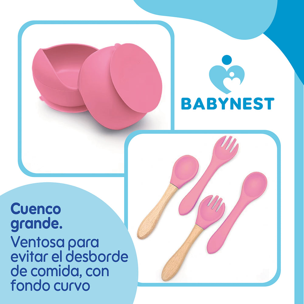 Set Alimentacion Silicona Bebe 10P Antideslizante BabyNest